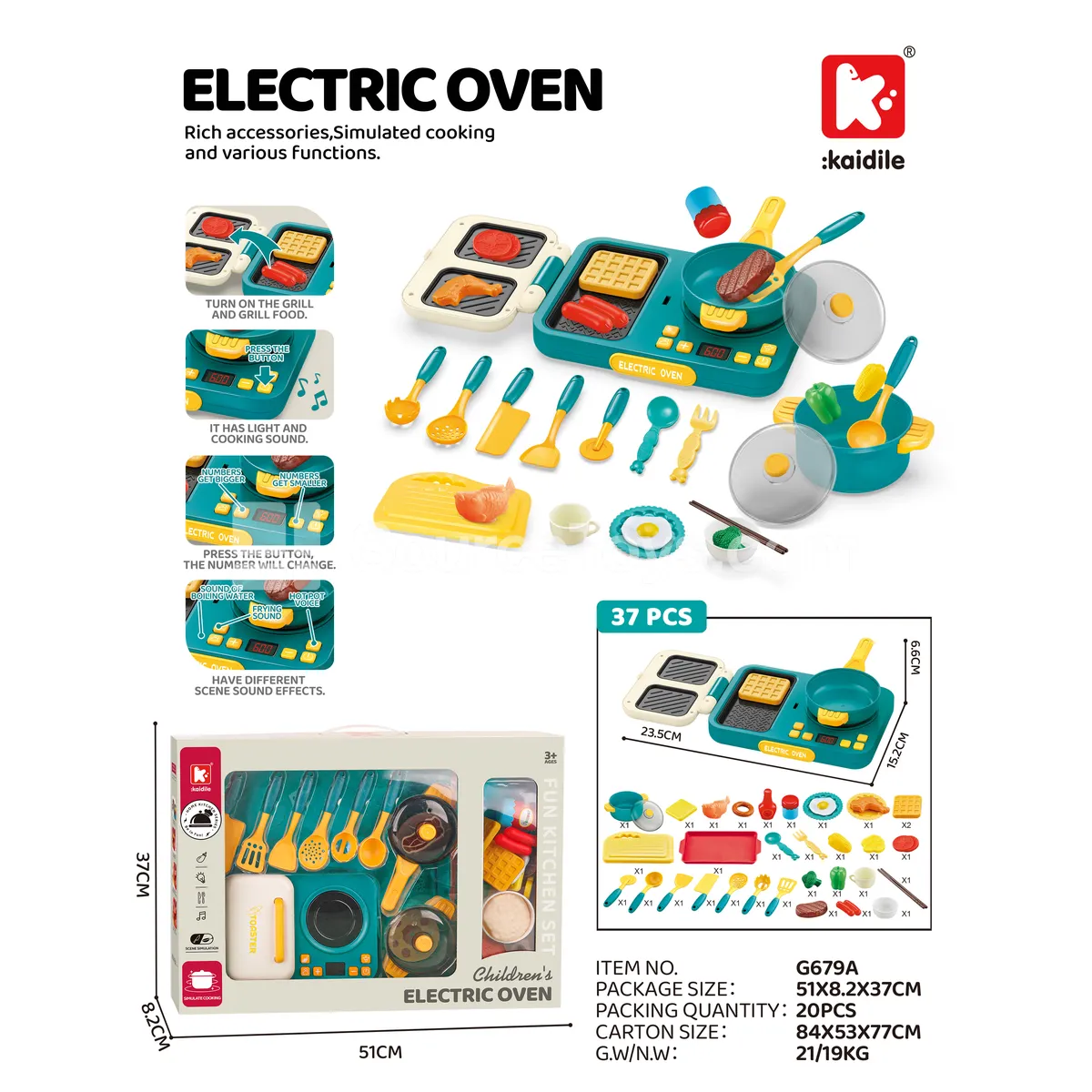 Pretend-Play Kitchen Set, 37 pcs