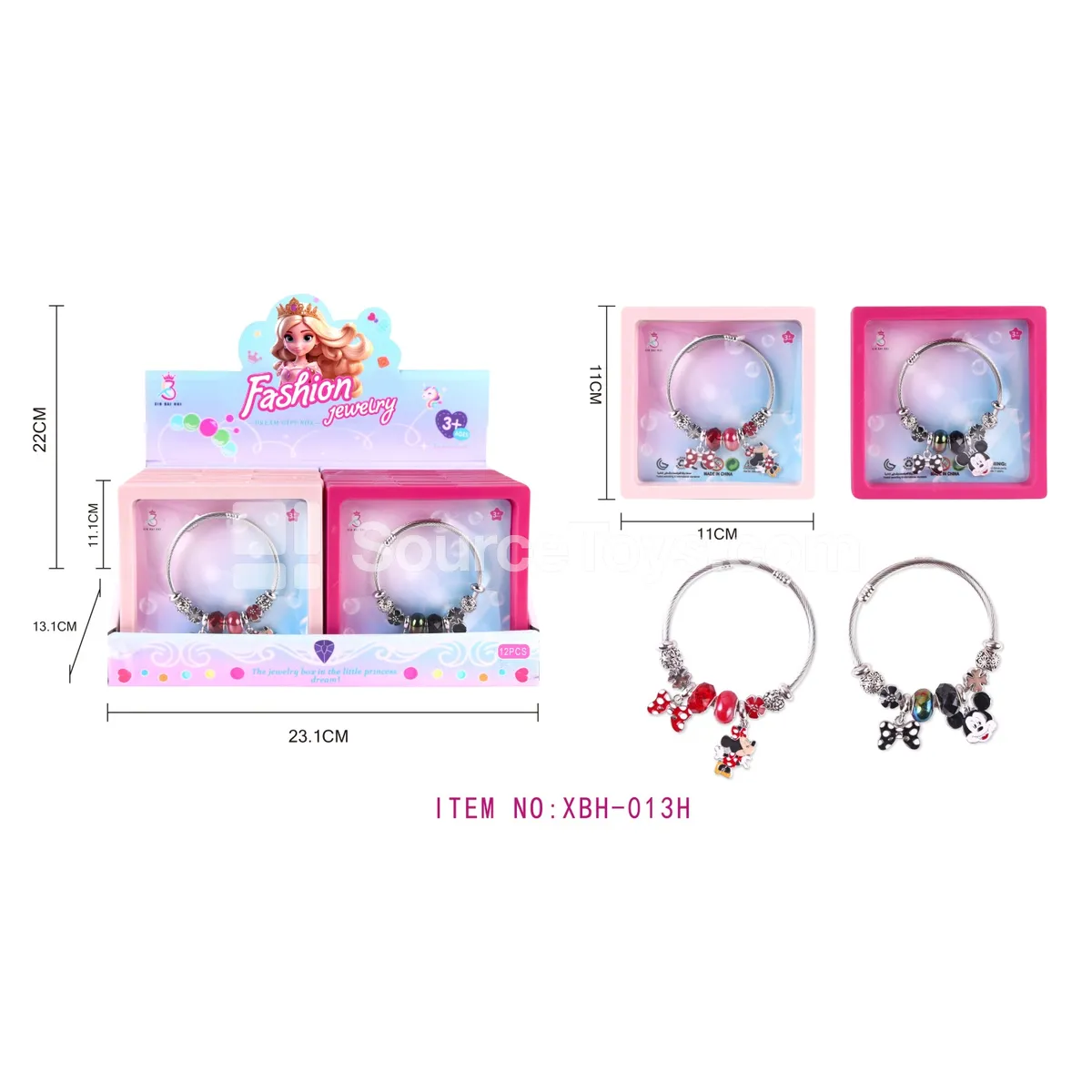 Girls’ Jewelry Pretend-Play Toy – DIY PANDORA-Style Bracelet, 12 pcs/Box