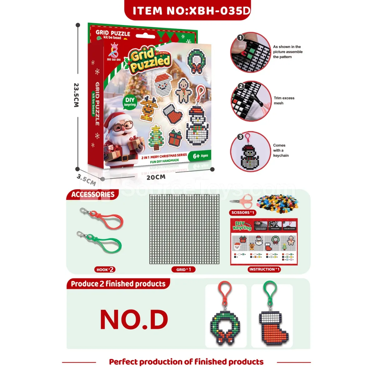Christmas Grid DIY Fuse Bead Keychain Pendant