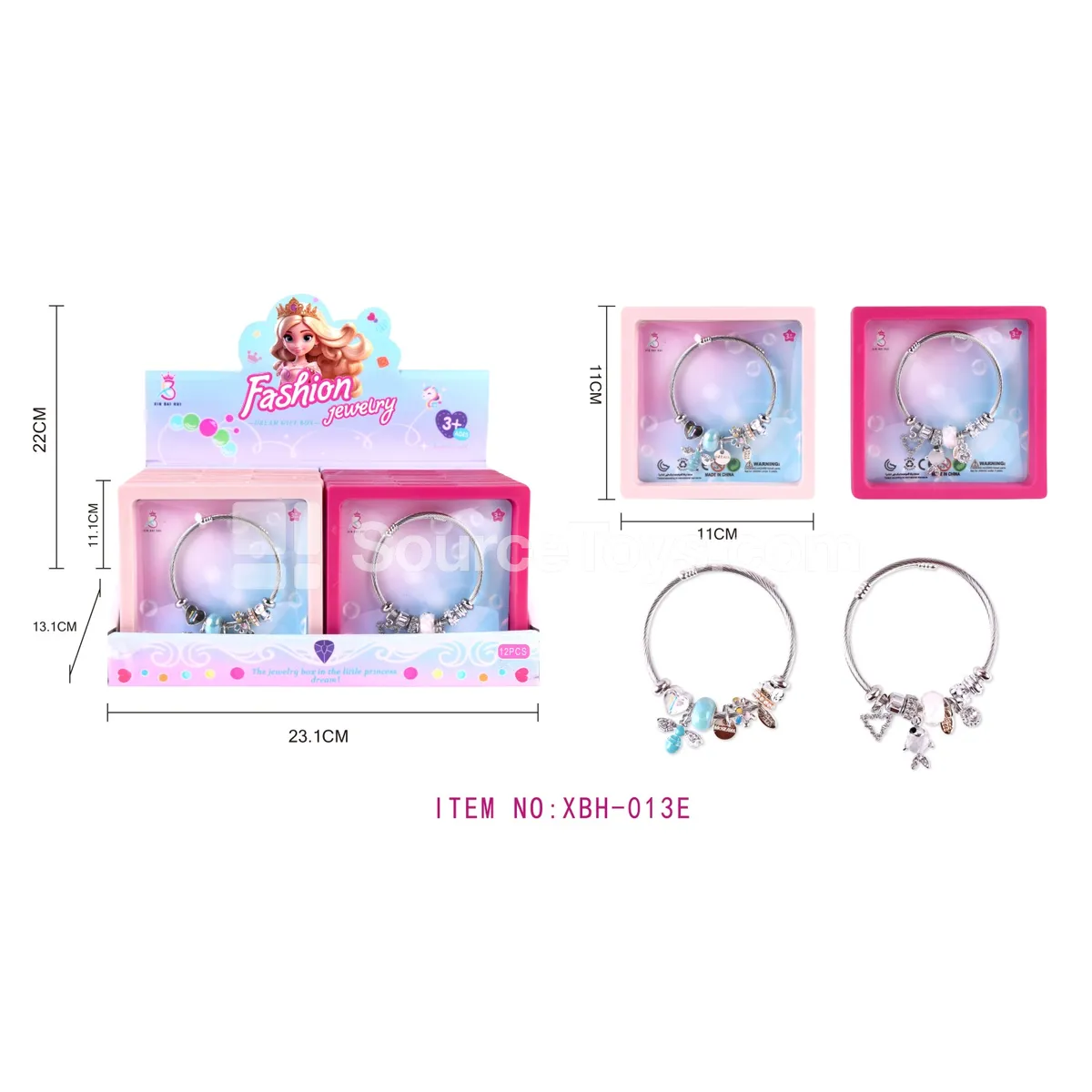 DIY Bee & Fish Charm Bracelet Set, 12pcs/Box