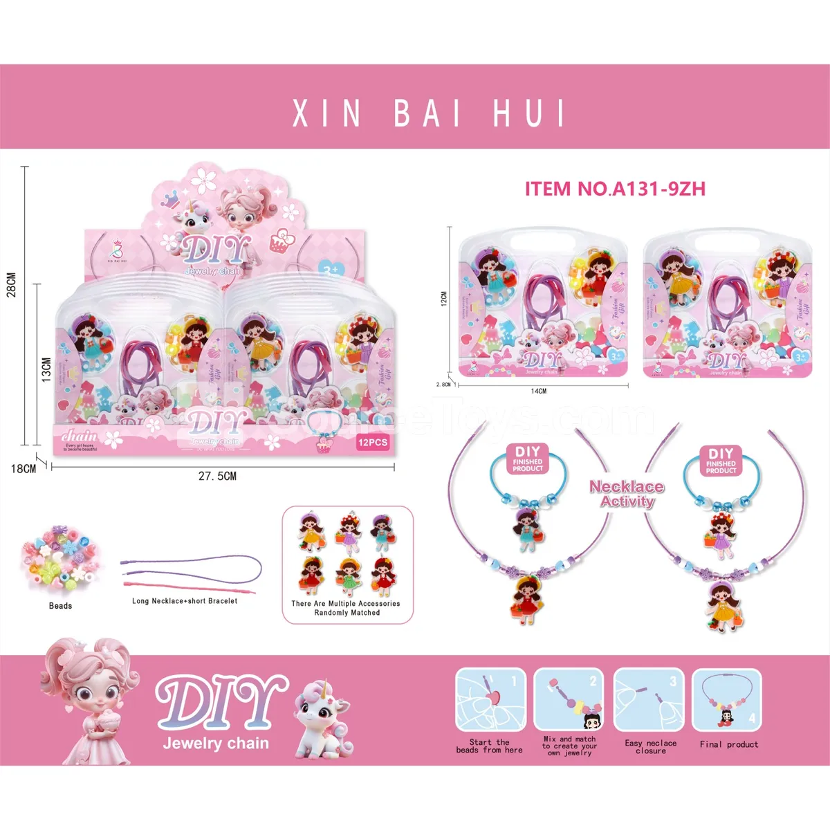Girls’ Jewelry DIY Bead Necklace & Bracelet Making Kit, 12 pcs/Box Girls’ Jewelry DIY Bead Necklace & Bracelet Making Kit, 12 pcs/Box