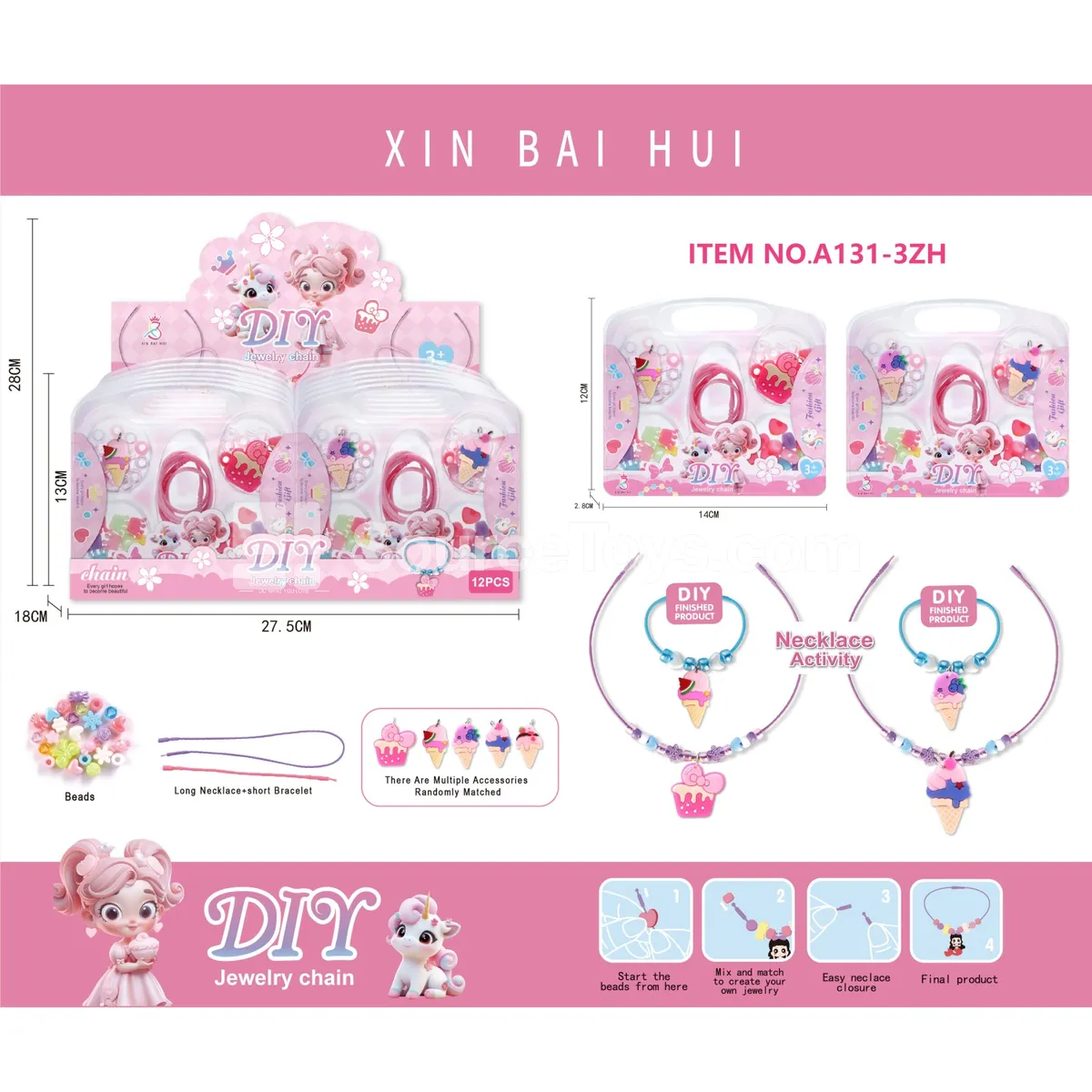 DIY Ice Cream Bead Necklace & Bracelet Making Kit, 12pcs/Box