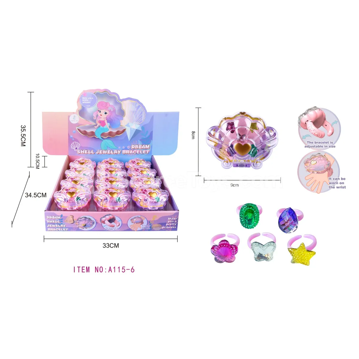 Fashion Jewelry Set with Watch and Gemstone Rings (12 pcs/Box)