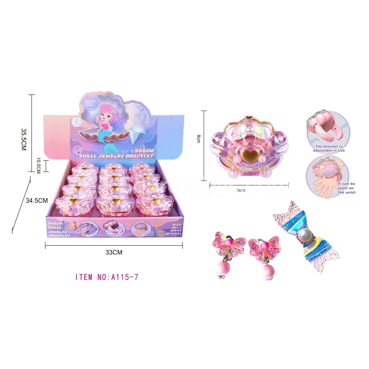Girls’ Jewelry Watch & Hair Clip Set, 12pcs/Box