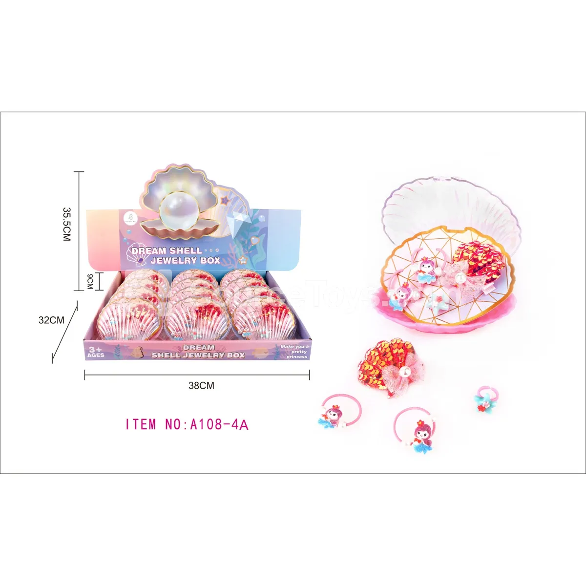 Shell Box Ocean Jewelry Set, 12 Pcs/Box