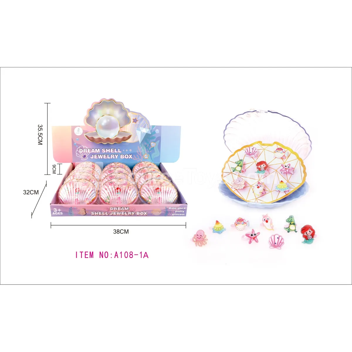 Shell Box Ocean Jewelry Set, 12pcs/Box
