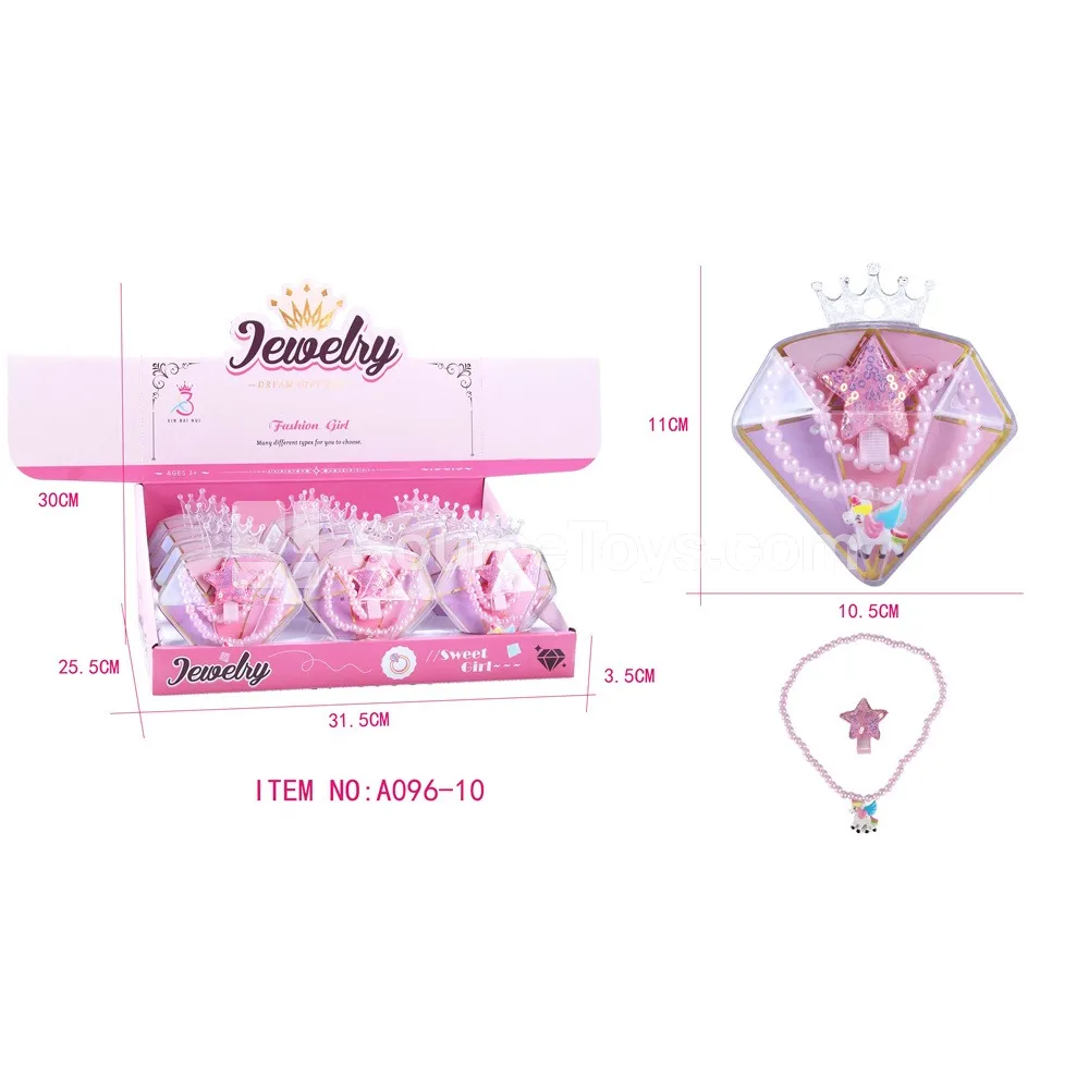 Girls’ Fashion Jewelry Necklace & Ring Set, 12pcs/Box