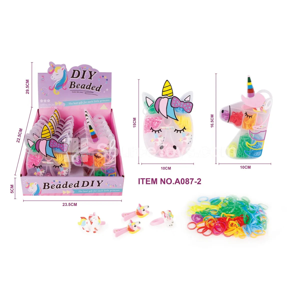 Girls’ Accessory Unicorn DIY Hair Ties and Clips Set, 12 pcs/box