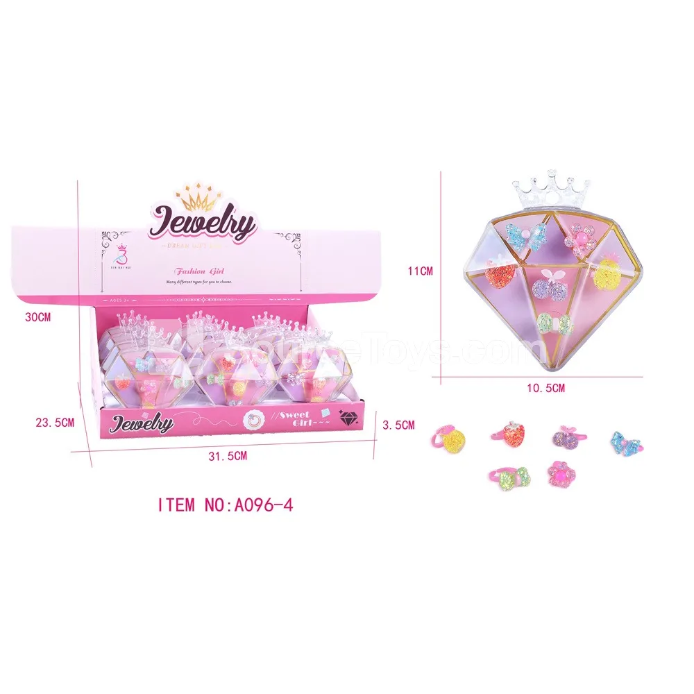 Girls’ Sparkling Rings, 12pcs/Box