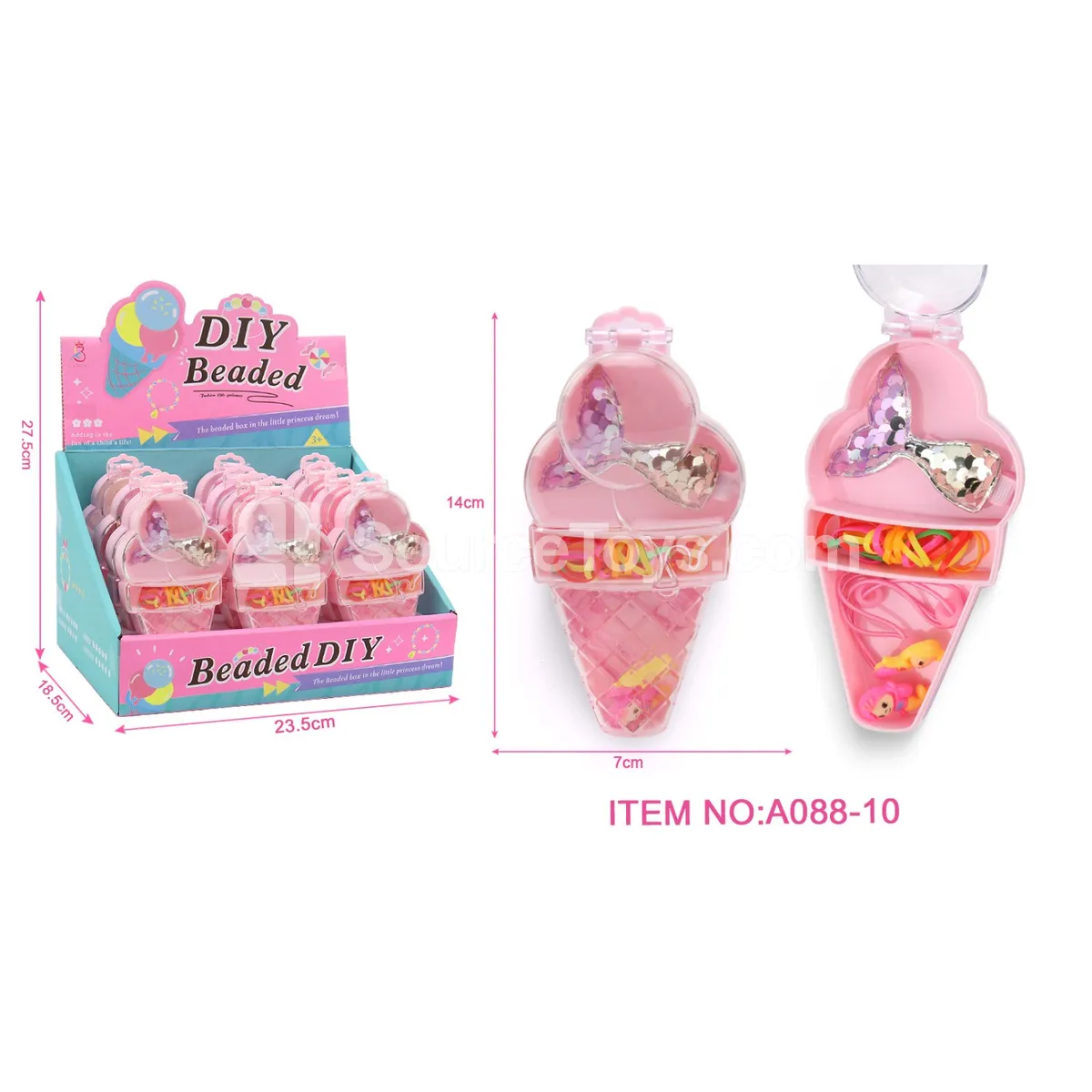 Ice Cream Mermaid Hair Clip Jewelry Box, 12 pcs/box