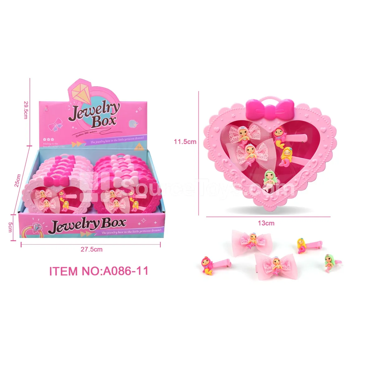 Mermaid Hair Clip and Ring Set, 12 pcs/Box