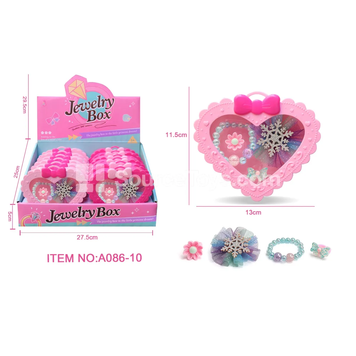 Girls’ Fashion Jewelry Hair Clip, Ring & Bracelet Set, 12 Pcs