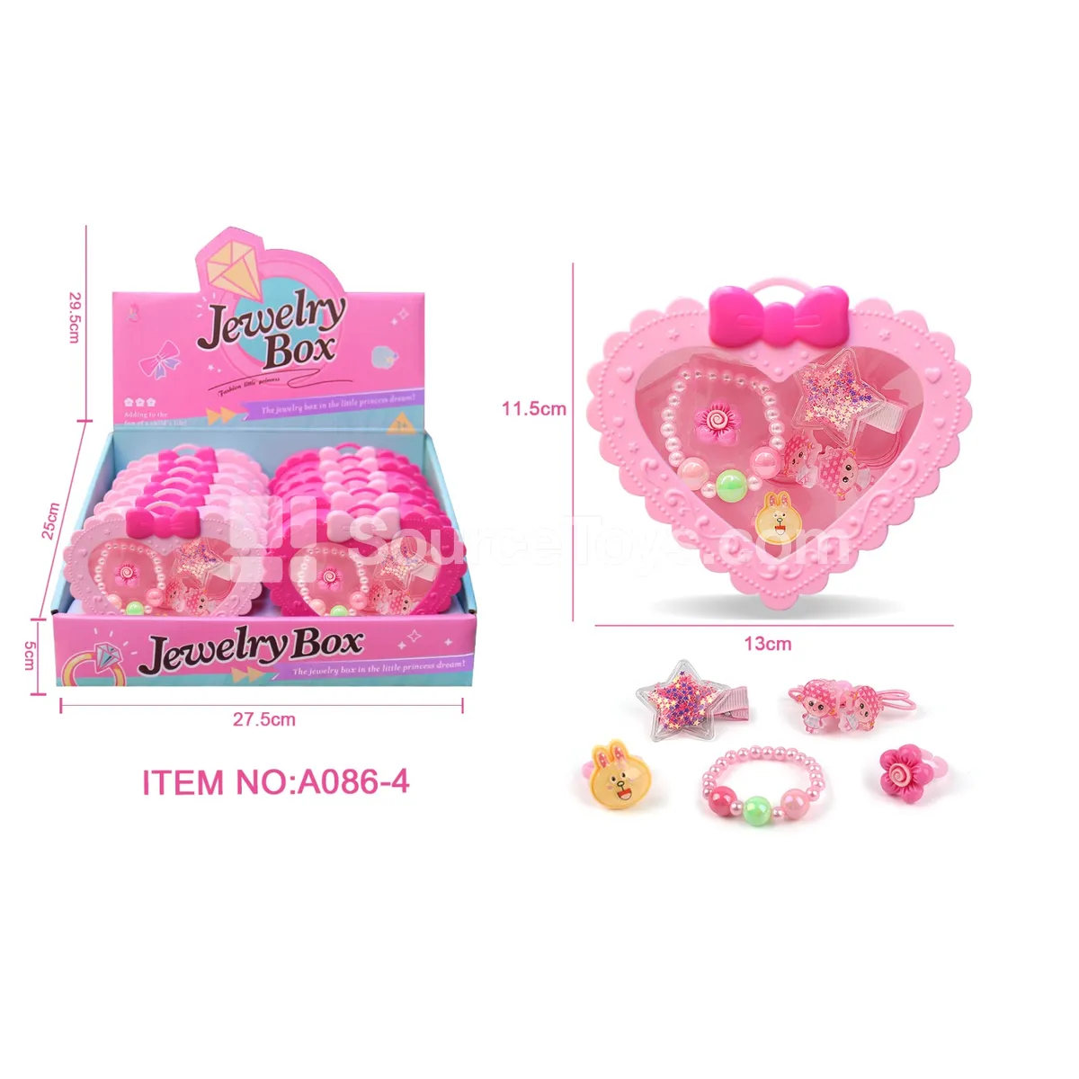 Girls’ Fashion Jewelry Hair Clips Rings Bracelets Set 12pcs/Box Girls’ Fashion Jewelry Hair Clips Rings Bracelets Set 12pcs/Box