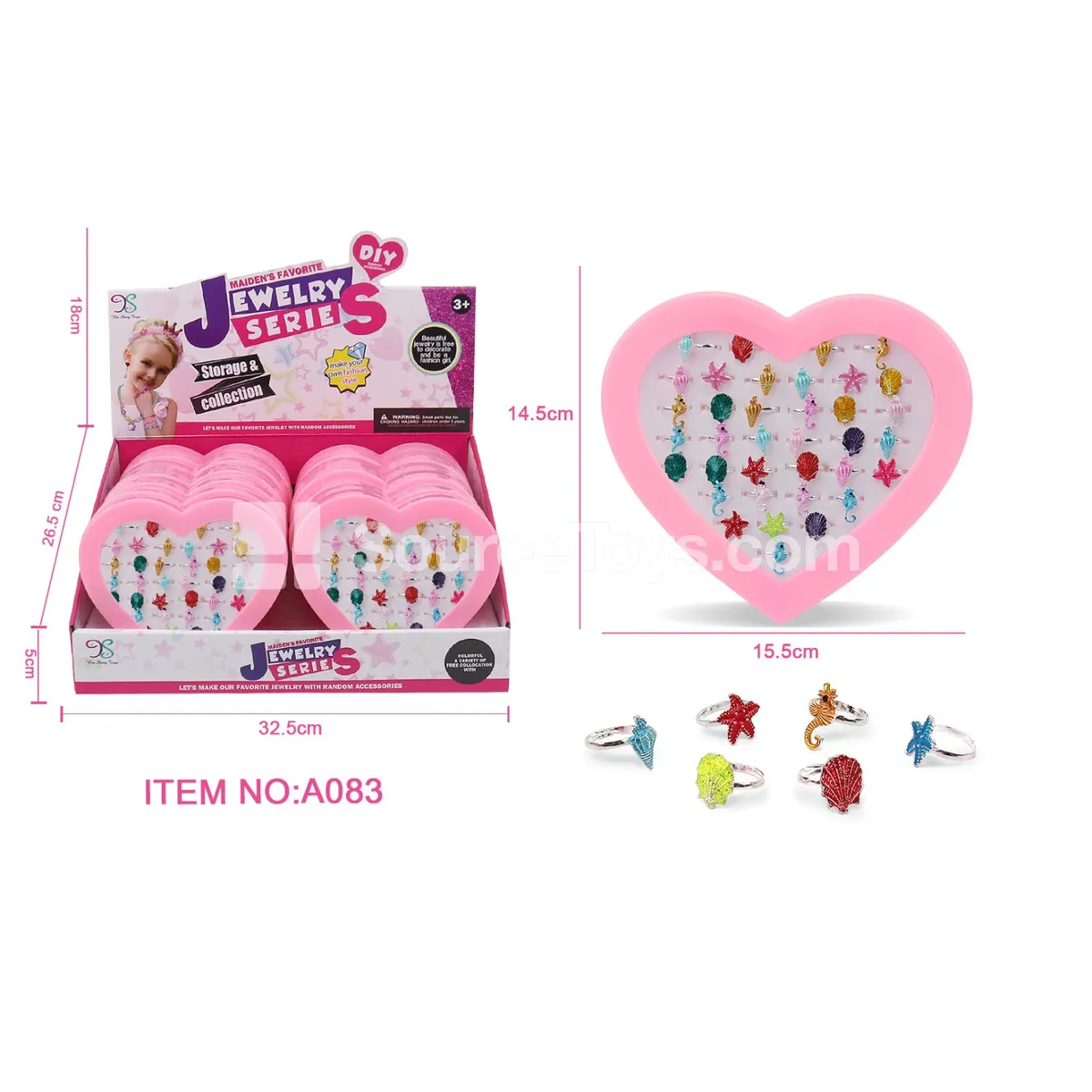 Ocean Series Alloy Rings, 12 pcs/Box