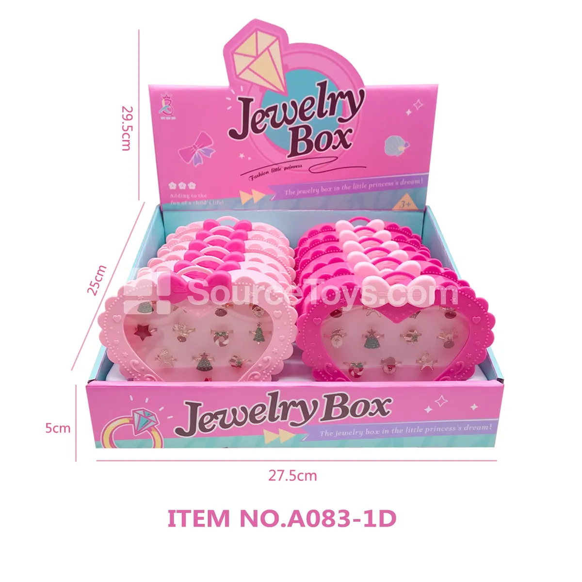 Girls’ Christmas Alloy Rings, 12 pcs/Box
