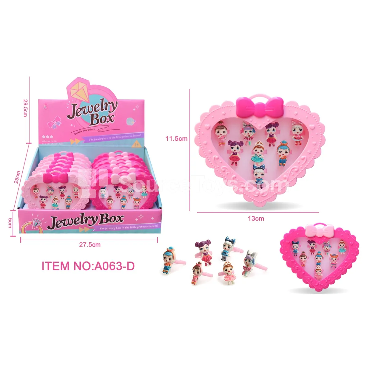 Girls’ Fashion Jewelry Surprise Doll Rings, 12 pcs/Box