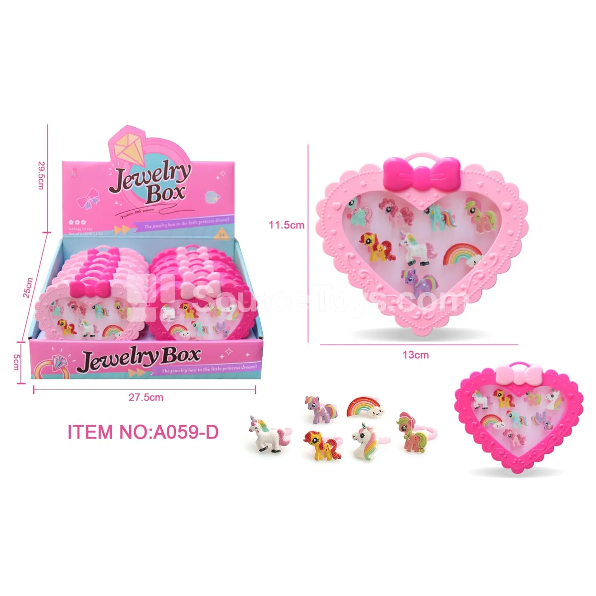 Unicorn Pony Ring Toy, 12pcs/Box