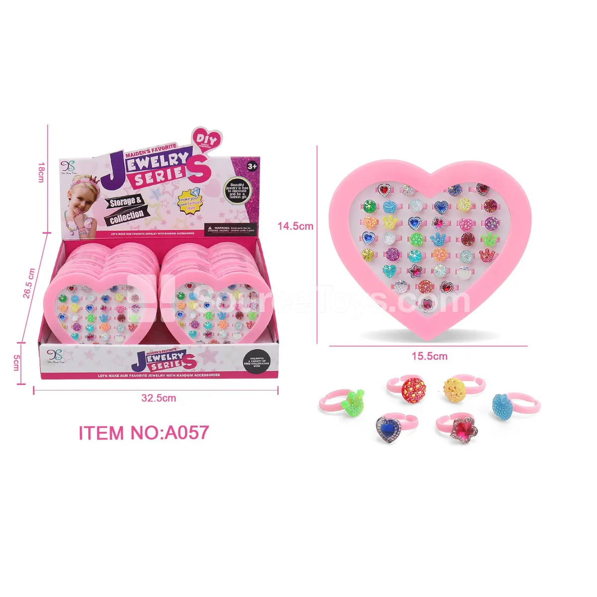 Girls’ Fashion Ring Set, 12 pcs per Box