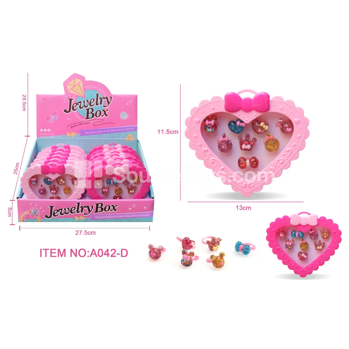 Cartoon Gemstone Rings 12pcs/Box