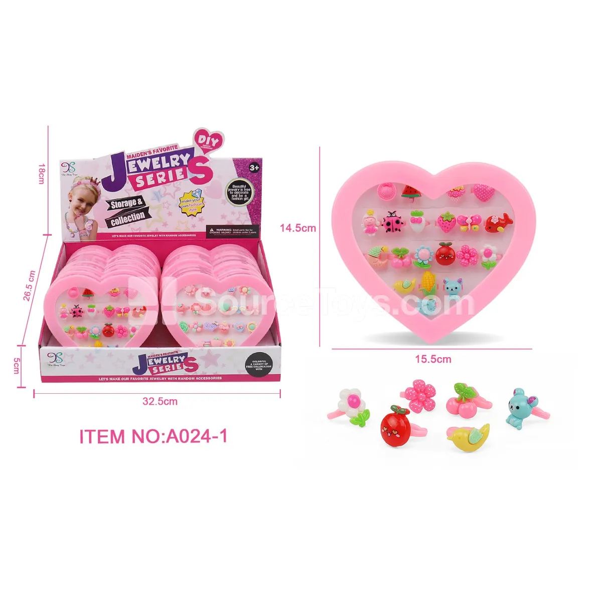 Fashion Ring Set for Girls, 12pcs/Box
