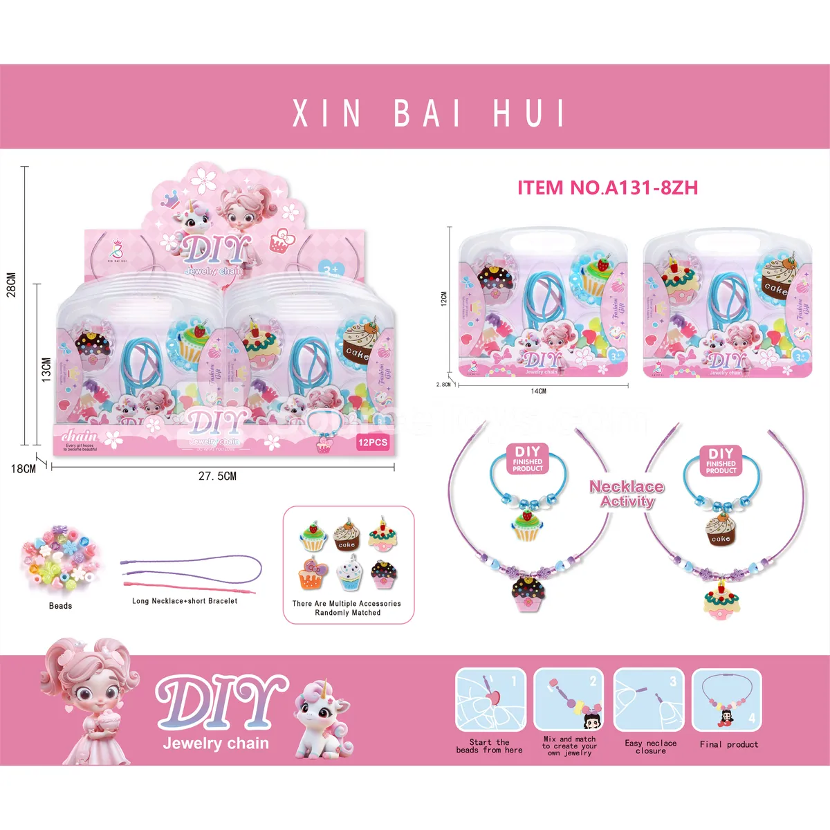 DIY Ice Cream Beaded Necklace & Bracelet Craft Kit, 12pcs/Box DIY Ice Cream Beaded Necklace & Bracelet Craft Kit, 12pcs/Box