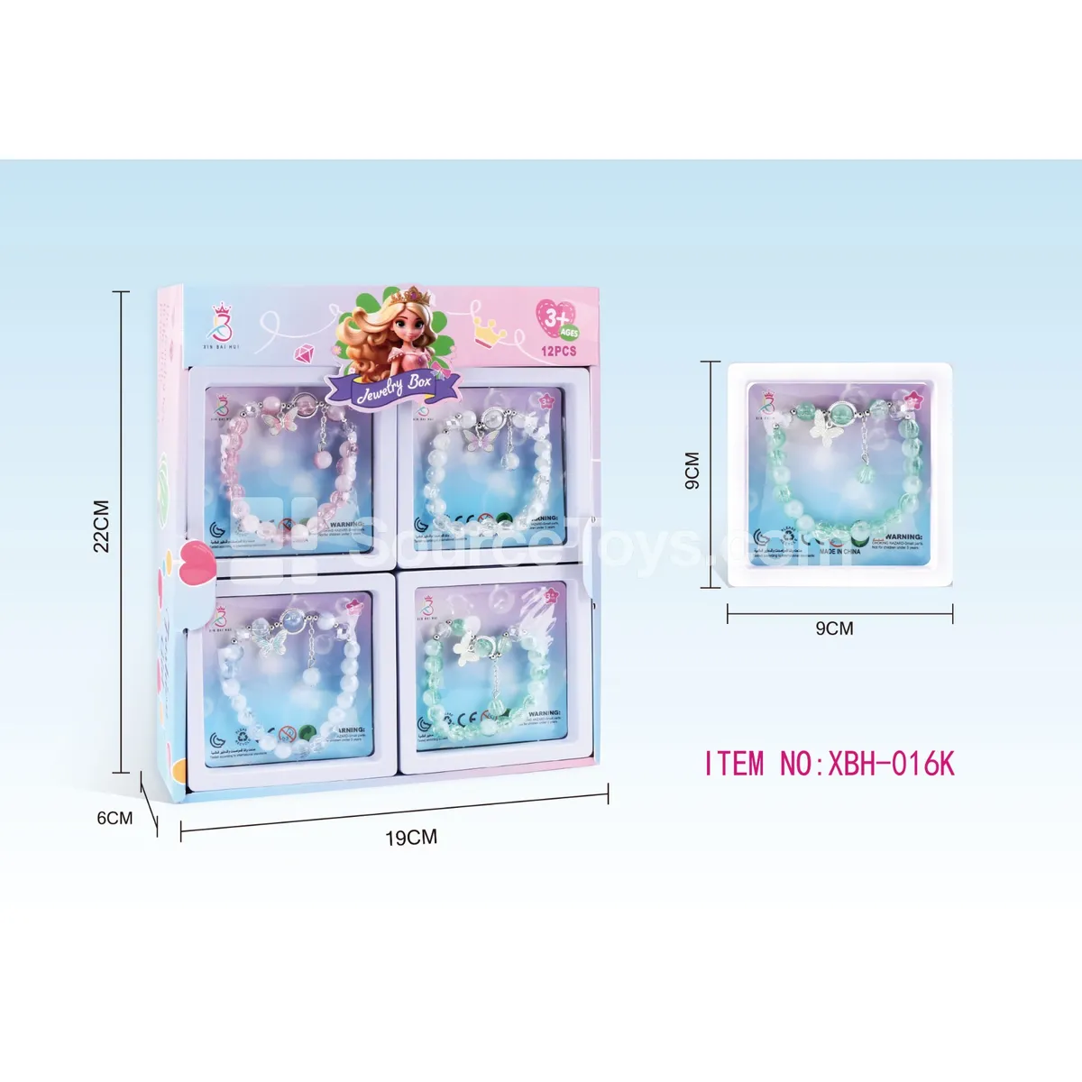 Girls’ Mermaid Ocean Series Bracelet, 12pcs/Box