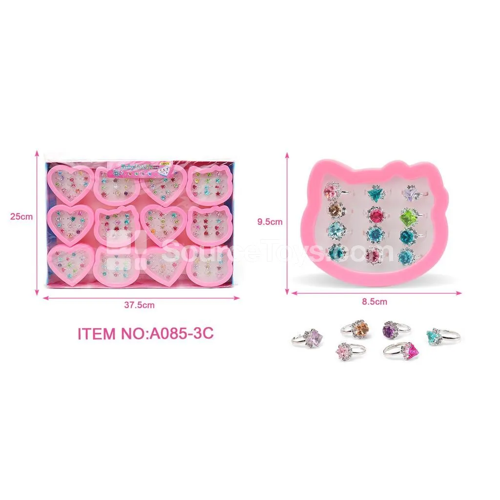 Alloy Gemstone Rings 12 pcs Pretend-Play Jewelry Set