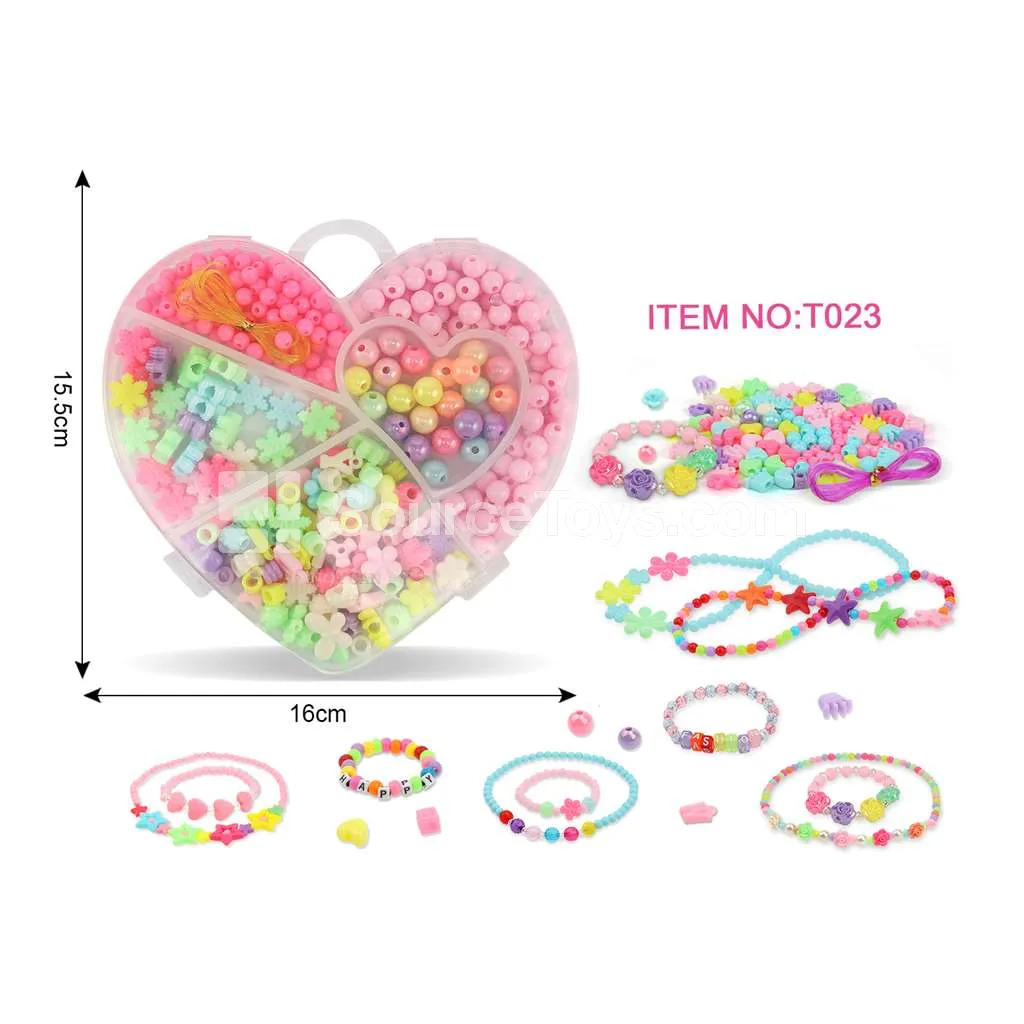 Girls’ DIY Jewelry Heart Bead Craft Box, Rainbow Beads, Creative Gift for Kids