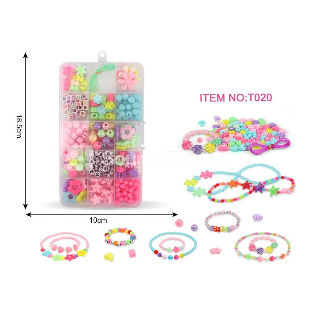 Girls’ 15-Compartment DIY Bead Box, Rainbow Beads, Kids’ Craft Set