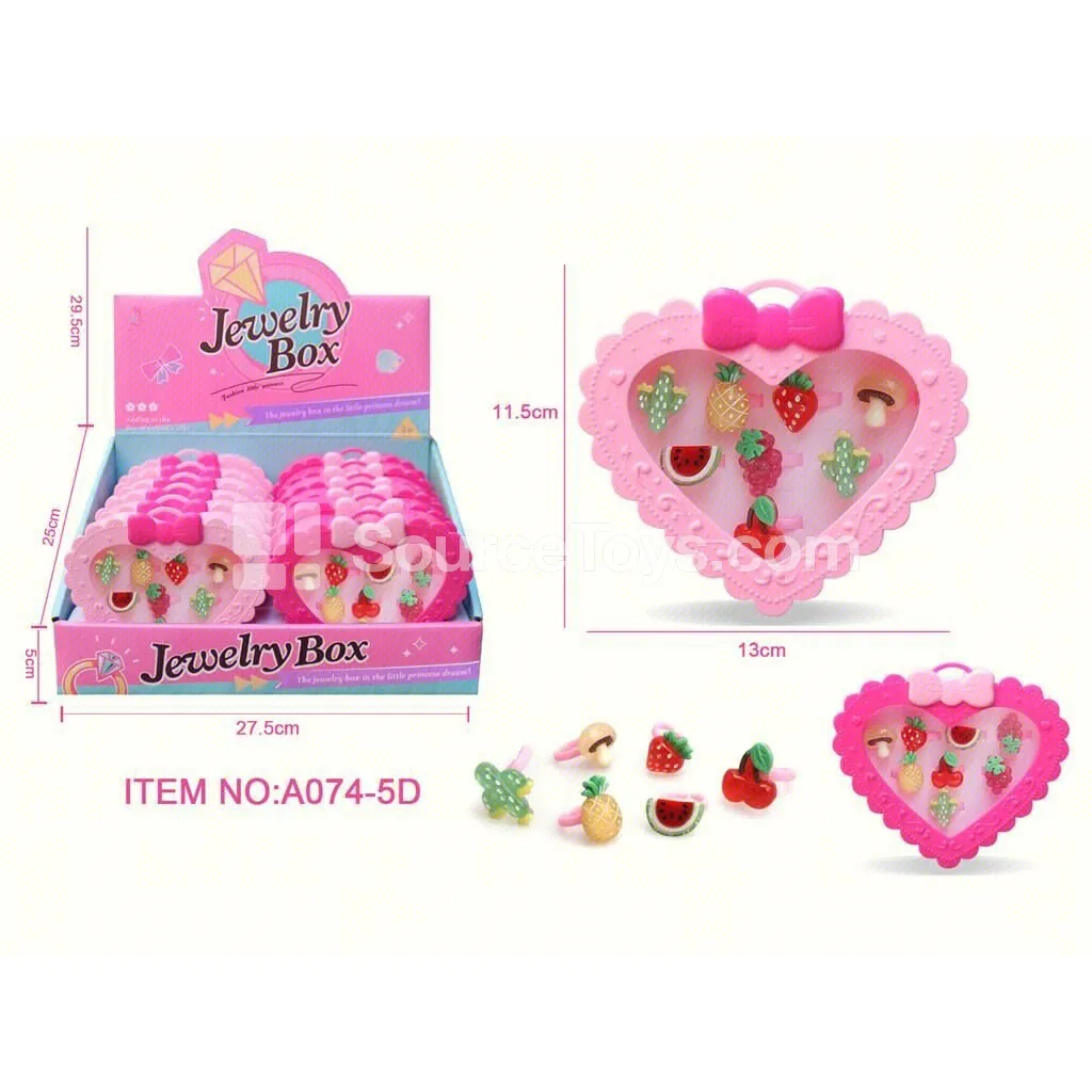 Kids Pretend-Play Fruit Rings Jewelry Set for Girls (12 pcs)