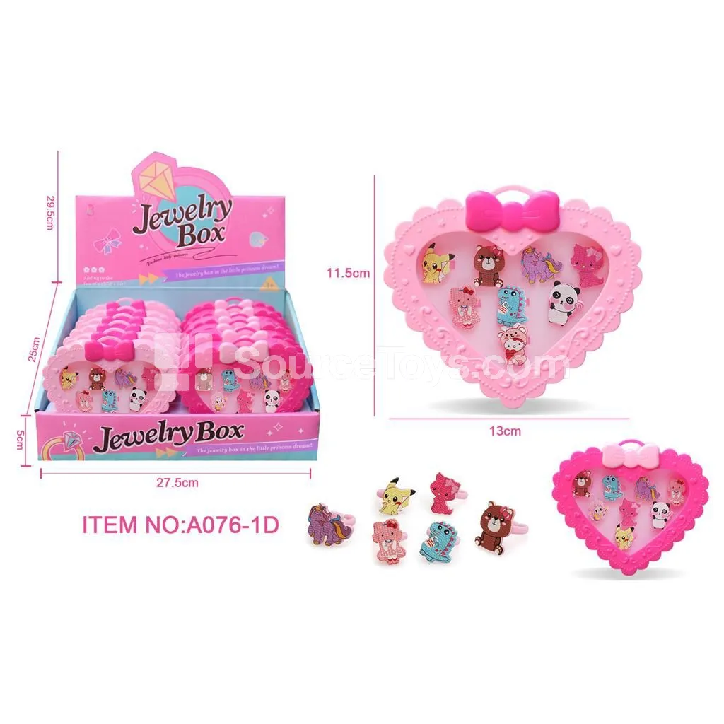 Cartoon Flat Kids Rings 12pcs Pretend-Play Toy Role Play