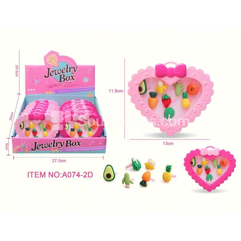 Kids Pretend-Play Fruit Rings for Girls, 12pcs Role-Play Jewelry Set