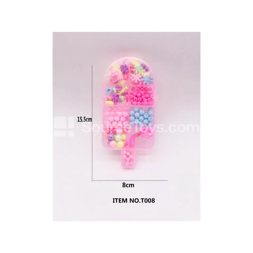 Girls’ DIY Bead Jewelry Ice Cream Craft Kit Rainbow Beads for Kids