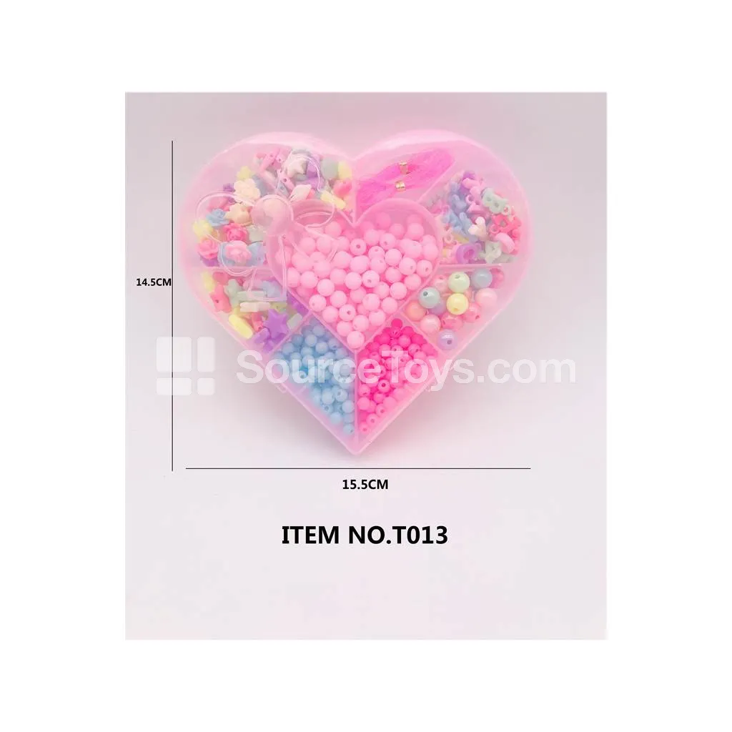 Girls’ Fashion DIY Bead Jewelry Making Kit with Heart-Shaped Beads, Rainbow Colors, Creative Craft Gift for Kids