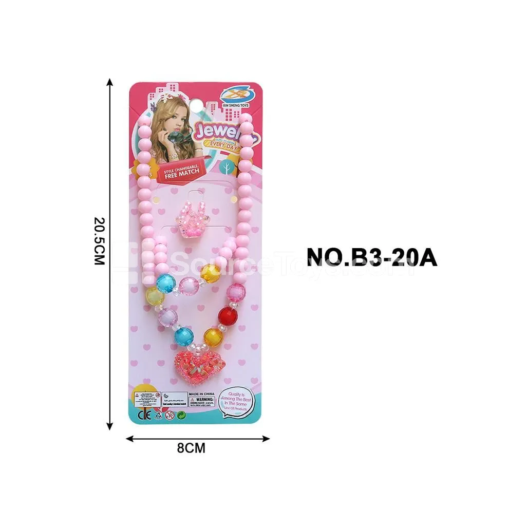Sequin Heart Necklace 3-Piece Set Pretend-Play Toy for Role Play
