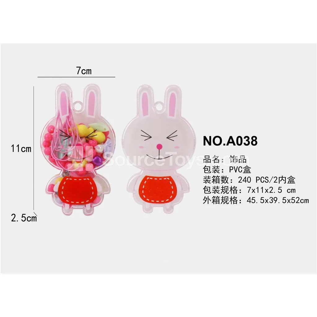 Girls’ Rabbit DIY Bead Jewelry Making Kit Rainbow Beads Craft Set