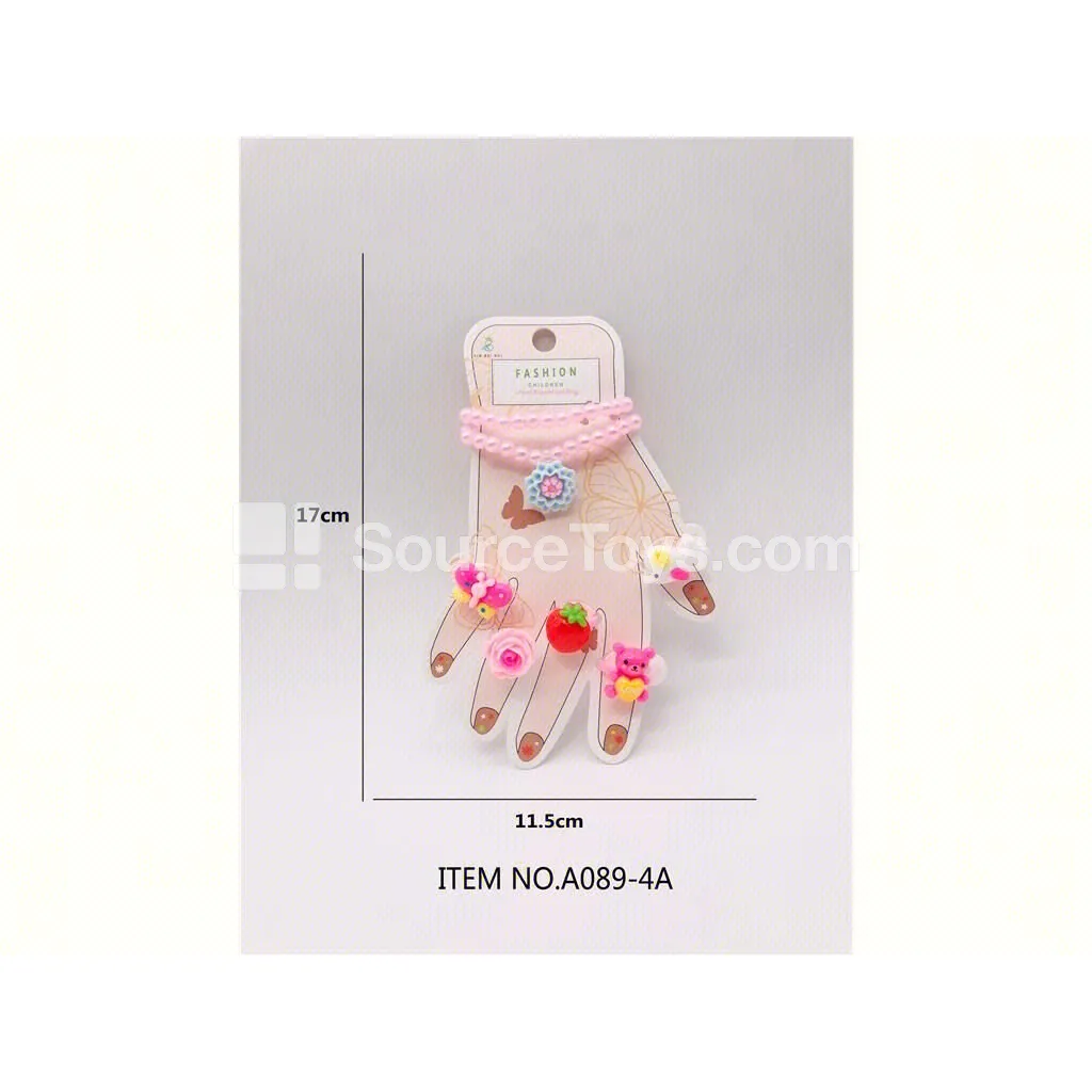Girls’ Jewelry Bracelet & Ring Set Pretend-Play Toy
