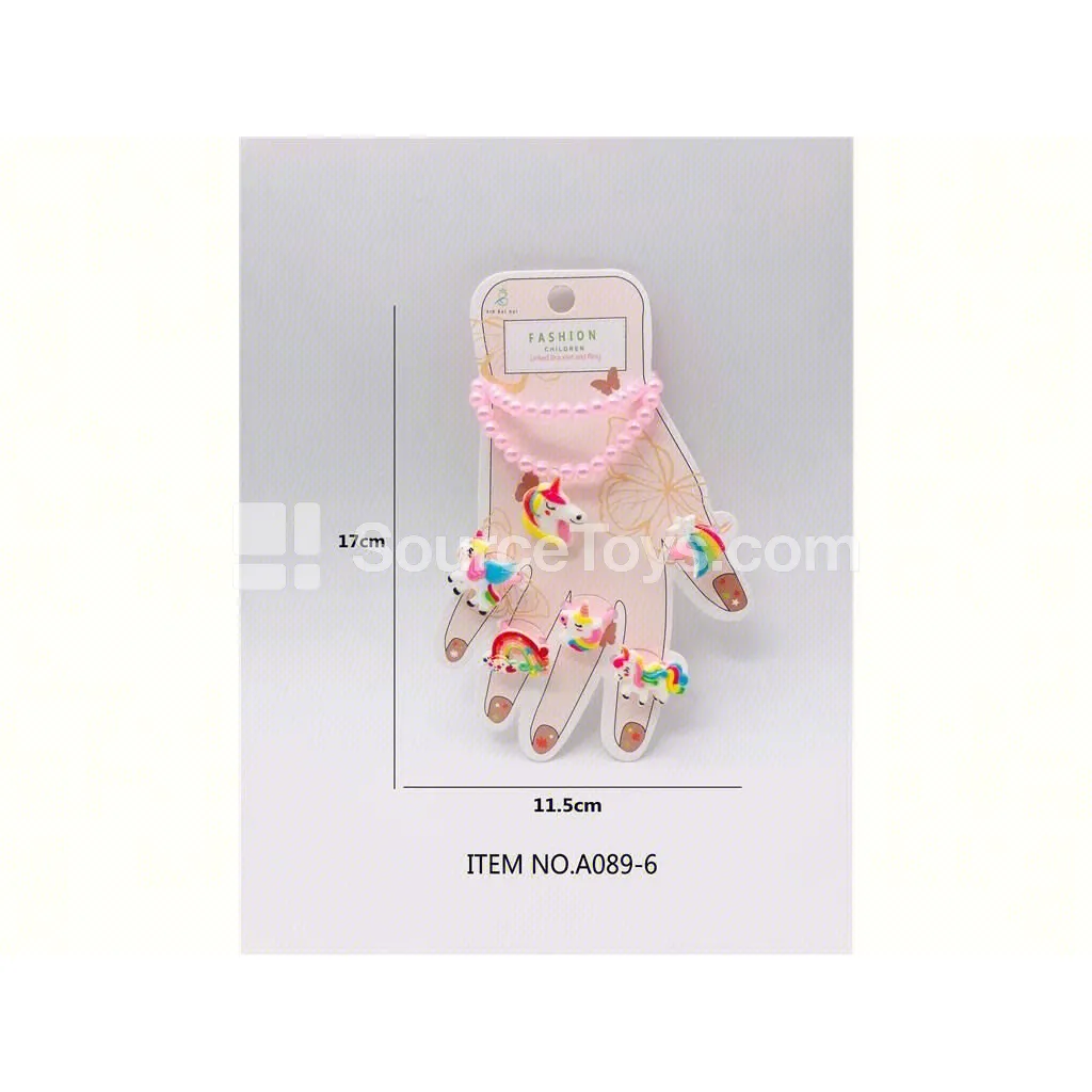 Girls’ Accessory Unicorn Bracelet and Ring Set Pretend Play Role-play Toy