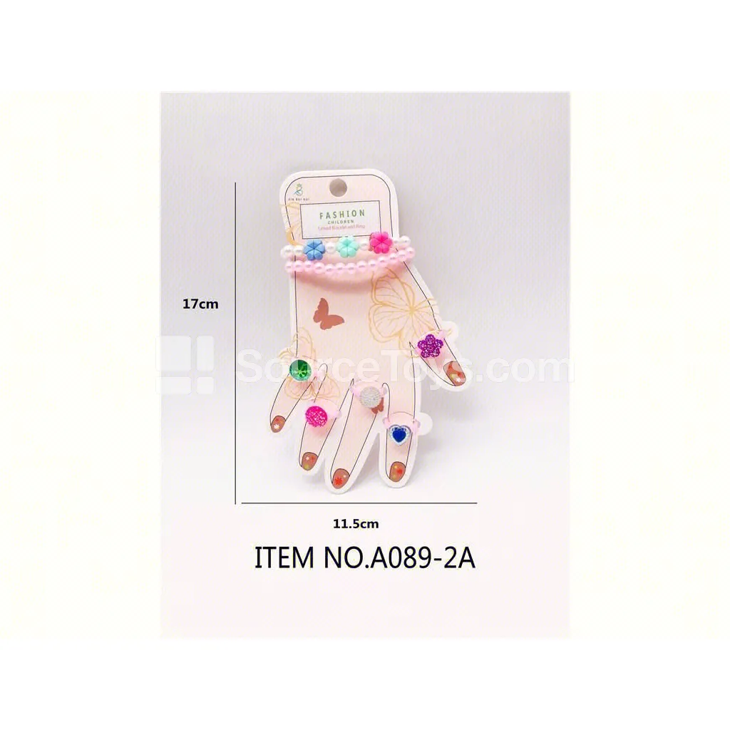 Girls’ Jewelry Bracelet & Ring Set Pretend-Play Toy