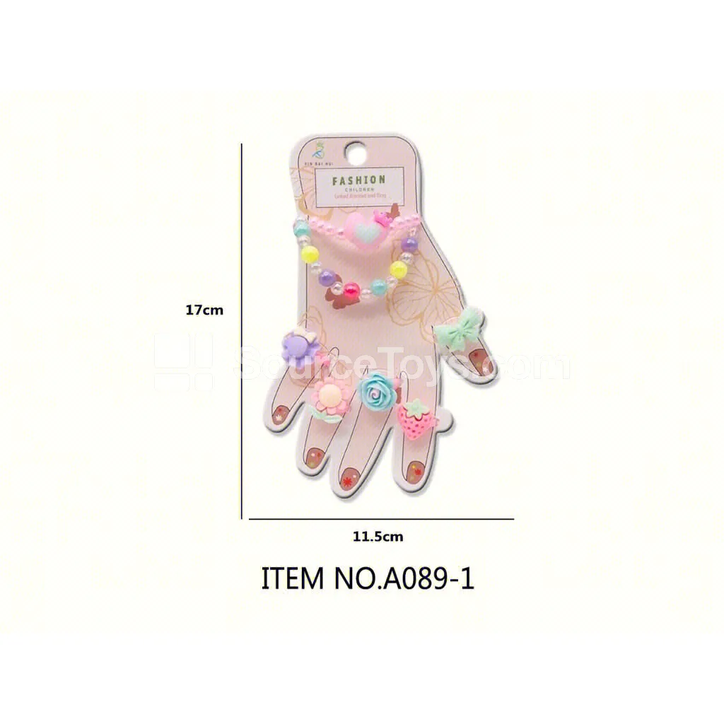 Girls’ Jewelry Bracelet & Ring Set Pretend-Play Toy