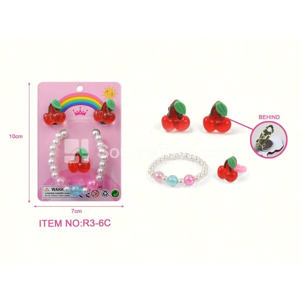 Fashion Jewelry Set – Ear Clips and Bracelet Pretend-Play Toy for Girls