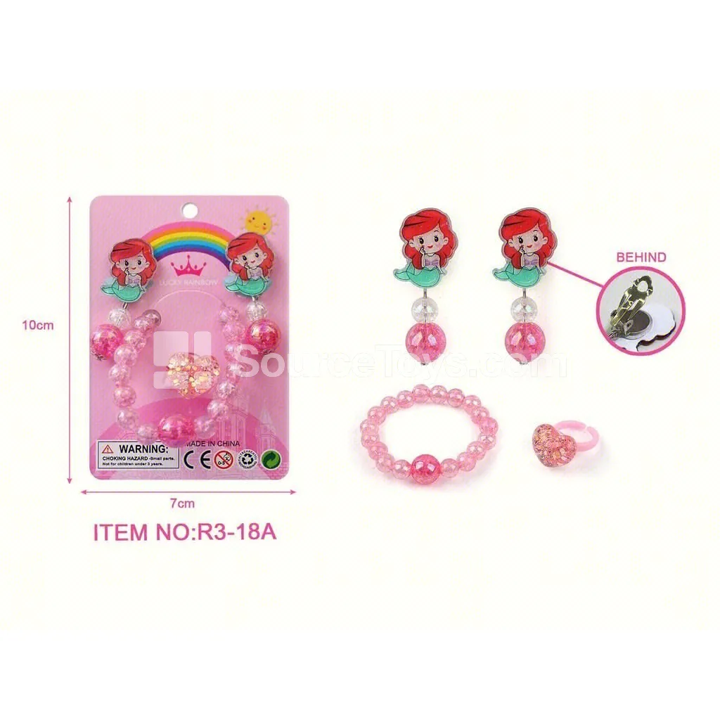 Girls’ Fashion Jewelry Ear Clip and Bracelet Set