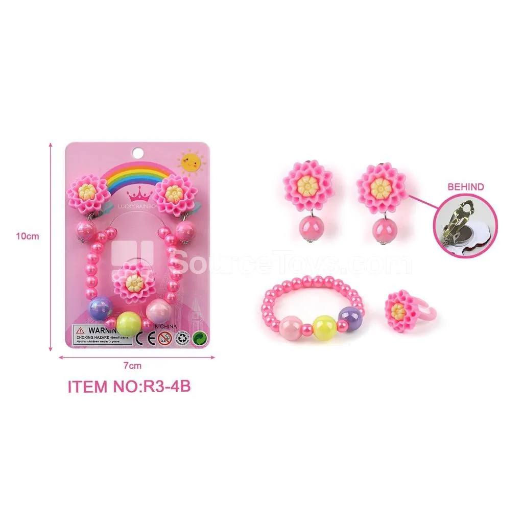 Fashion Jewelry Set – Clip-on Earrings & Bracelet Pretend-Play Toy