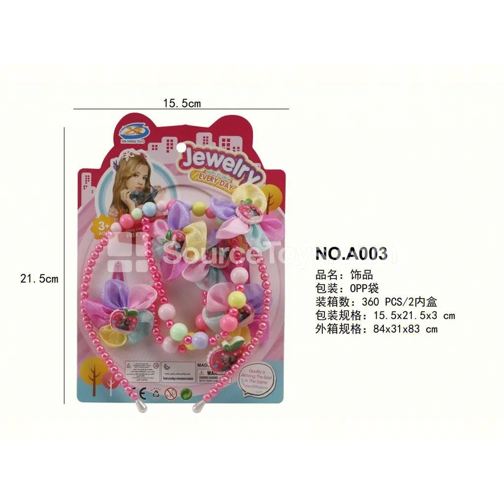 Girls’ Accessory Set – Necklace & Hair Clips 6-Piece Pretend-Play Set