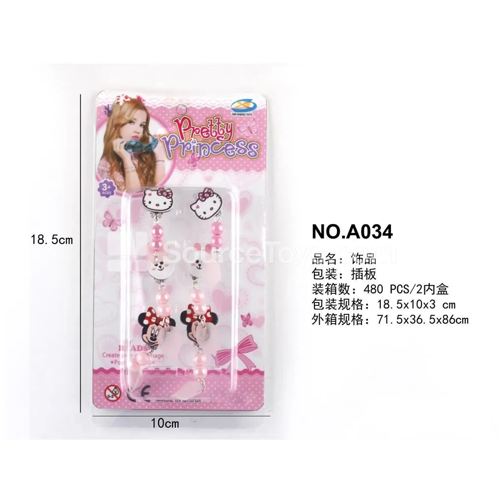 Girls’ Fashion Clip-On Earrings Pretend-Play Toy Set