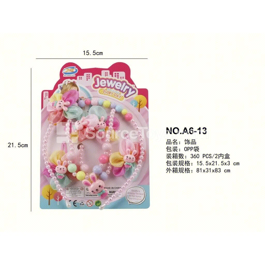 Girls’ Fashion Jewelry 6-Piece Set with Necklace, Bracelet, and Headband Girls’ Fashion Jewelry 6-Piece Set with Necklace, Bracelet, and Headband