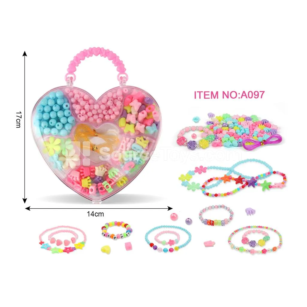 Rainbow Bead Craft Kit in Heart-shaped Gift Box with Handle – Educational Pretend-Play Toy for Kids