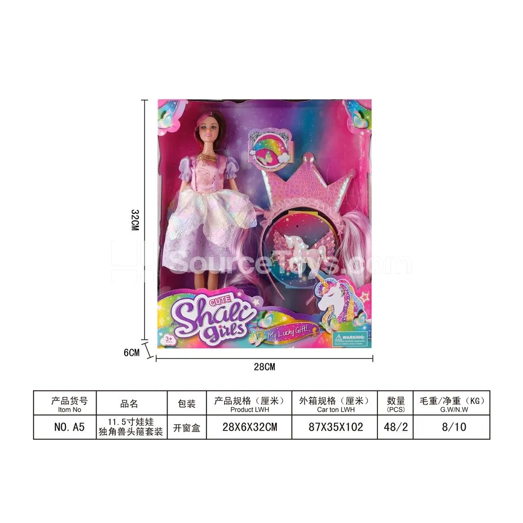 Girls’ 11.5-inch Princess Unicorn Headband Dress-Up Jewelry Set for Pretend Play