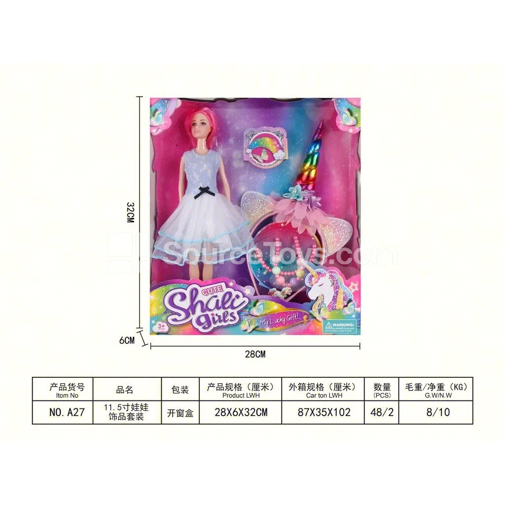 Girls’ 11.5-inch Princess Unicorn Headband Jewelry Set, Pretend-Play Role-Play