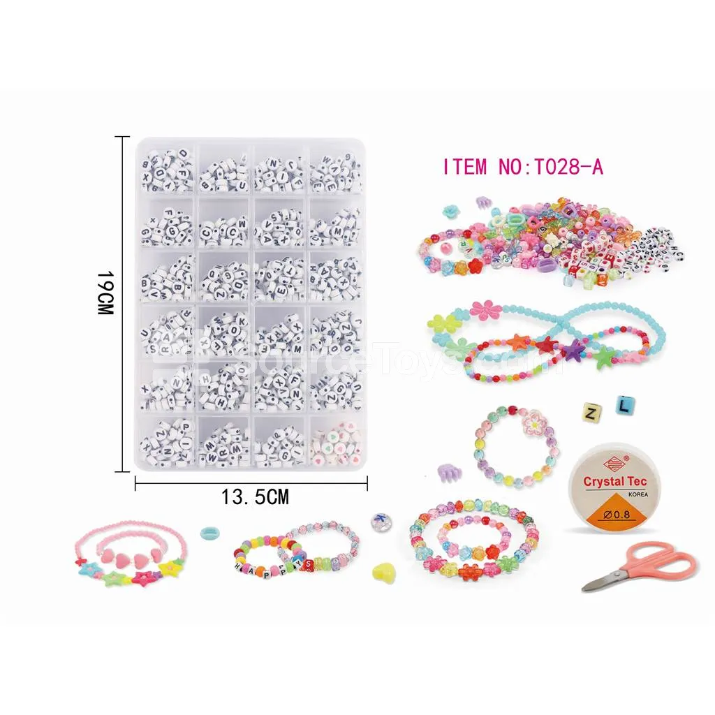 Girls’ 24-Grid DIY Bead Set Rainbow Beads for Kids Craft
